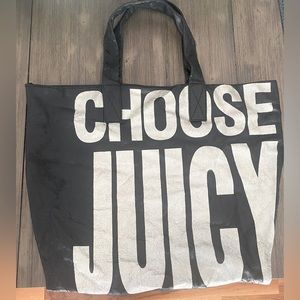 Juicy Couture Vintage Rock The Bag Choose Juicy Cowhide Leather Tote Black
